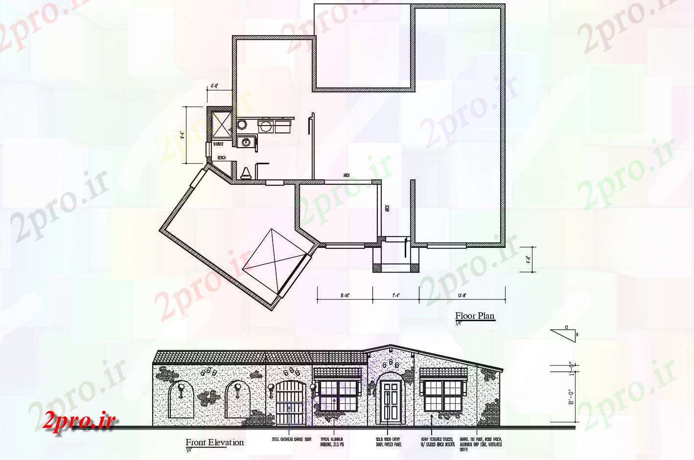 دانلود نقشه مسکونی ، ویلایی ، آپارتمان طرحی طبقه از خانه با نما 11 در 16 متر (کد86491)