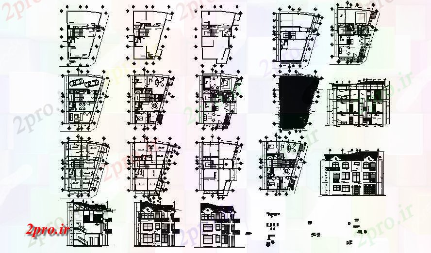 دانلود نقشه مسکونی ، ویلایی ، آپارتمان طرحی خانه 541mtr X 1281mtr با جزئیات مبلمان 5 در 13 متر (کد86492)