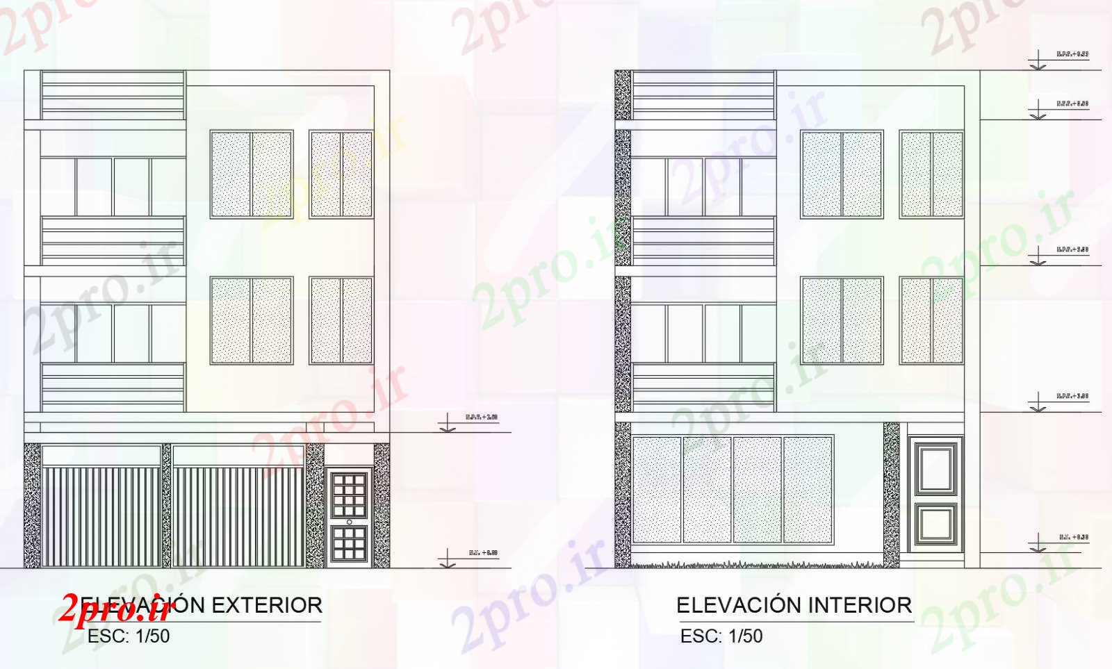 دانلود نقشه مسکونی ، ویلایی ، آپارتمان نما از طراحی از خانه 3 طبقه 7 در 17 متر (کد86526)