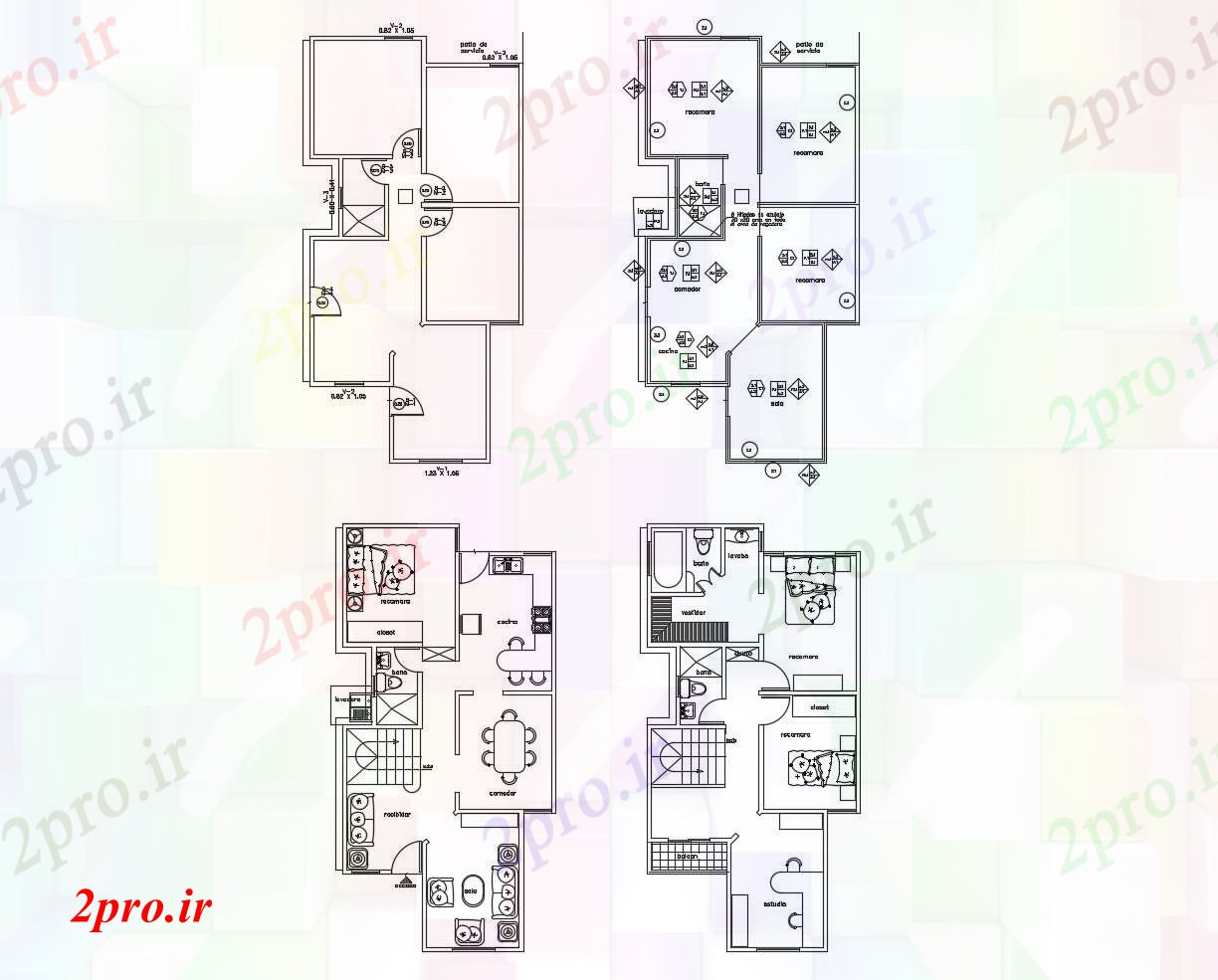 دانلود نقشه مسکونی ، ویلایی ، آپارتمان از خانه با مبلمان 6 در 12 متر (کد86536)
