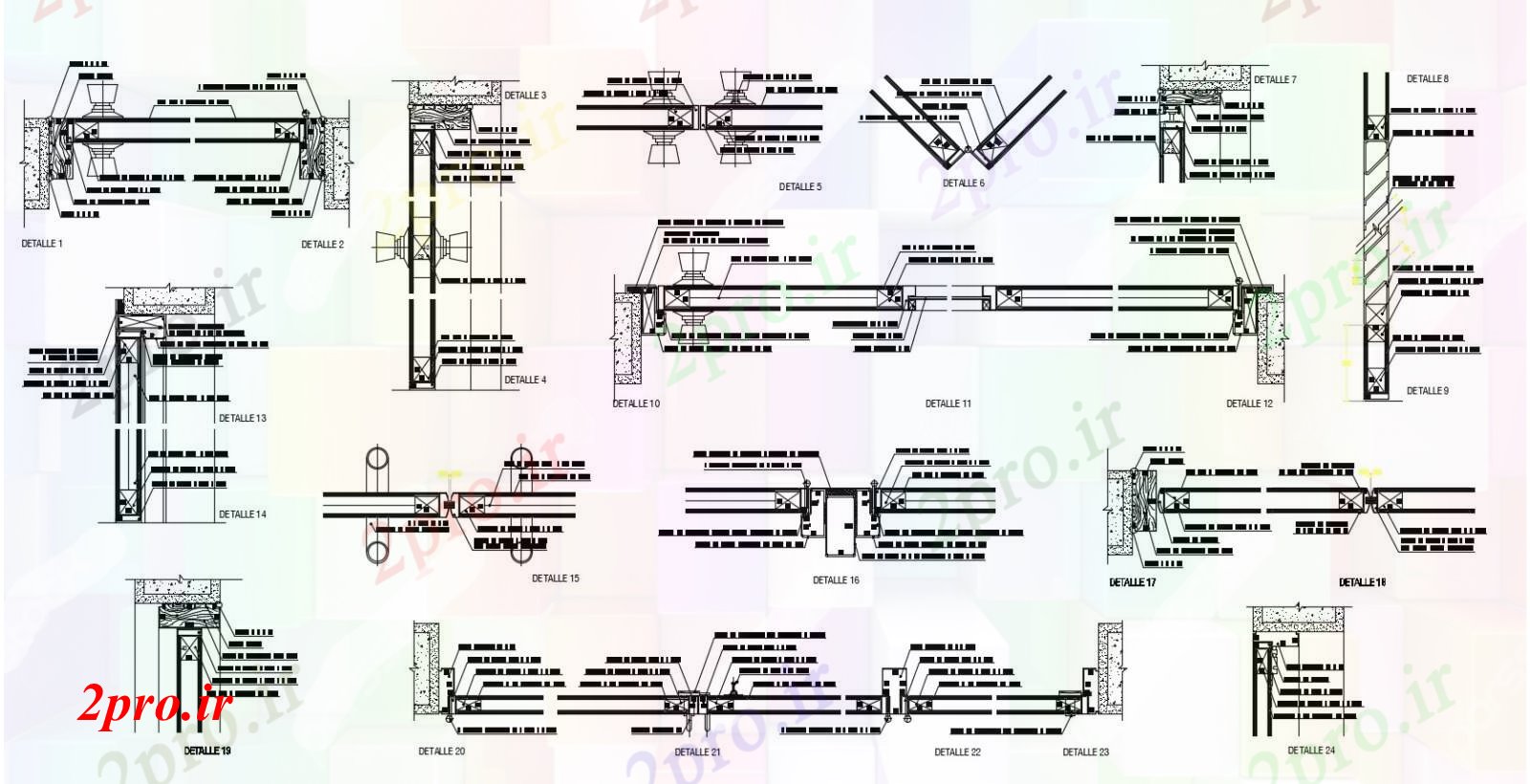 دانلود نقشه جزئیات داخلی جزئیات ساخت و ساز از مبلمان (کد86549)
