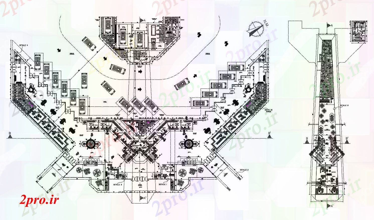 دانلود نقشه ساختمان دولتی ، سازمانی از شهر مرکز ترانزیت 14 در 1000 متر (کد86551)