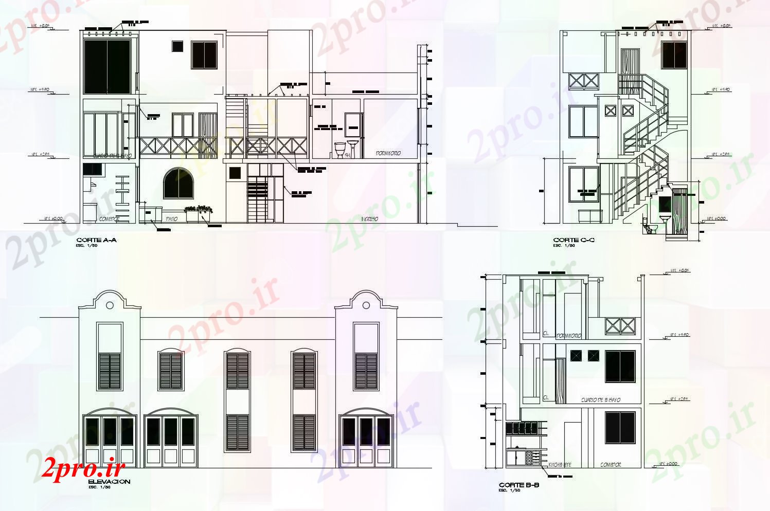دانلود نقشه مسکونی ، ویلایی ، آپارتمان طراحی خانه مسکونی 6 در 16 متر (کد86582)