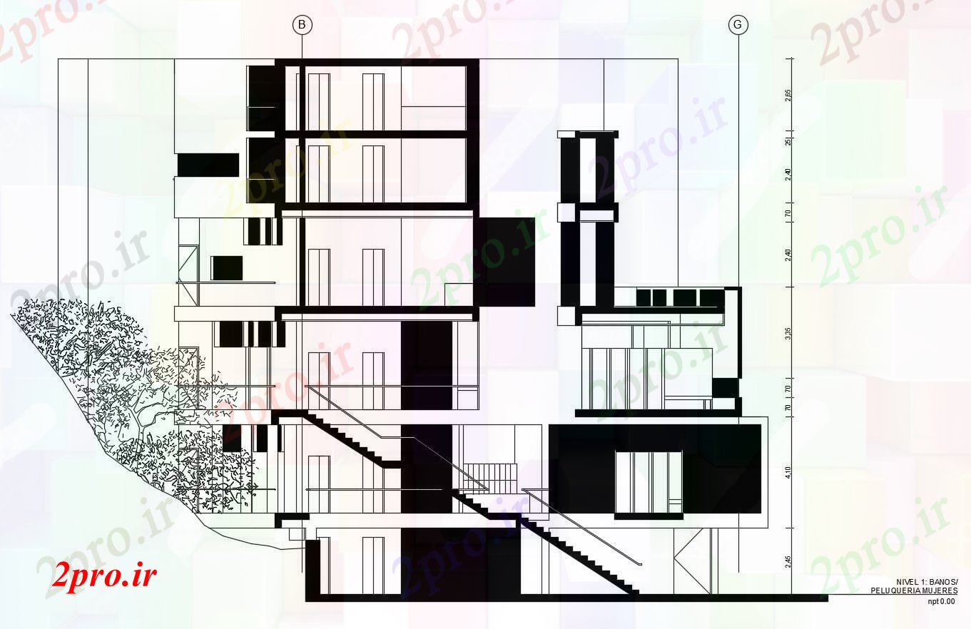 دانلود نقشه ساختمان اداری - تجاری - صنعتی مجتمع تجاری 19 در 36 متر (کد86613)