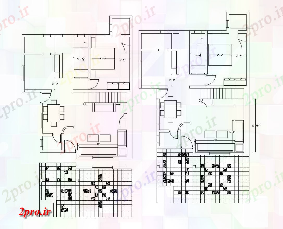 دانلود نقشه مسکونی ، ویلایی ، آپارتمان طرحی طبقه همکف از خانه 9 در 16 متر (کد86642)