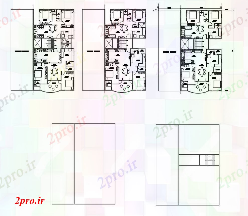 دانلود نقشه مسکونی ، ویلایی ، آپارتمان طرحی معماری از خانه با جزئیات مبلمان 15 در 19 متر (کد86645)