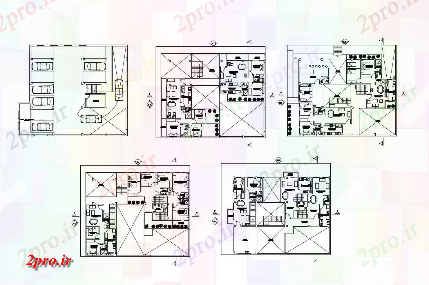 دانلود نقشه مسکونی ، ویلایی ، آپارتمان طرحی طبقه از خانه با مبلمان 20 در 24 متر (کد86654)