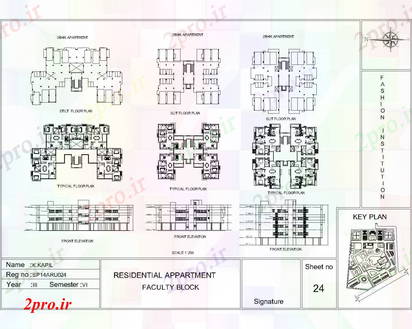 دانلود نقشه خانه مسکونی ، ویلاآپارتمان BHK 22 در 35 متر (کد86656)