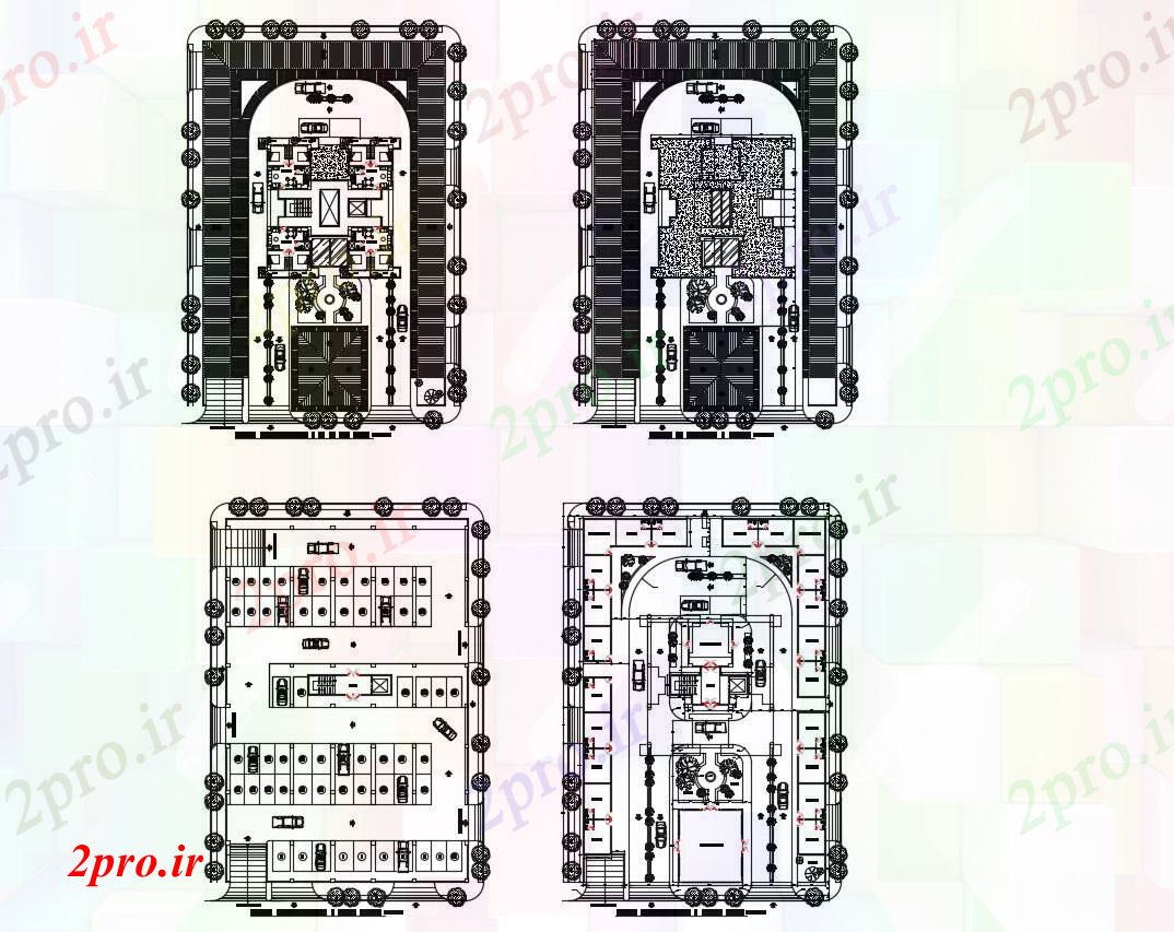 دانلود نقشه ساختمان اداری - تجاری - صنعتی ساختمان تجاری 41 در 60 متر (کد86660)