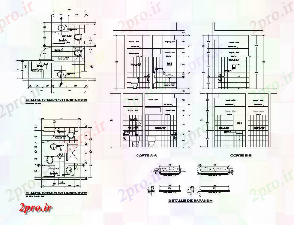 دانلود نقشه بلوک حمام و توالتطرحی توالت  با بخش (کد86678)