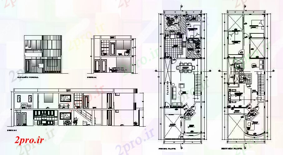 دانلود نقشه مسکونی ، ویلایی ، آپارتمان اتوکد خانه 600mtr X 2000mtr با ابعاد جزئیات 6 در 20 متر (کد86692)