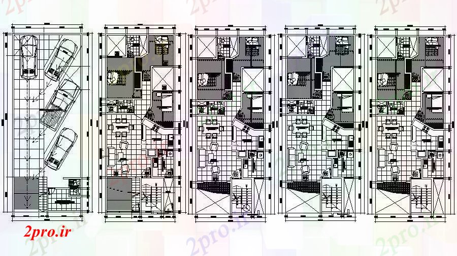 دانلود نقشه مسکونی ، ویلایی ، آپارتمان اتوکد خانه 700mtr X 1800mtr را با اطلاعات مبلمان 8 در 18 متر (کد86699)