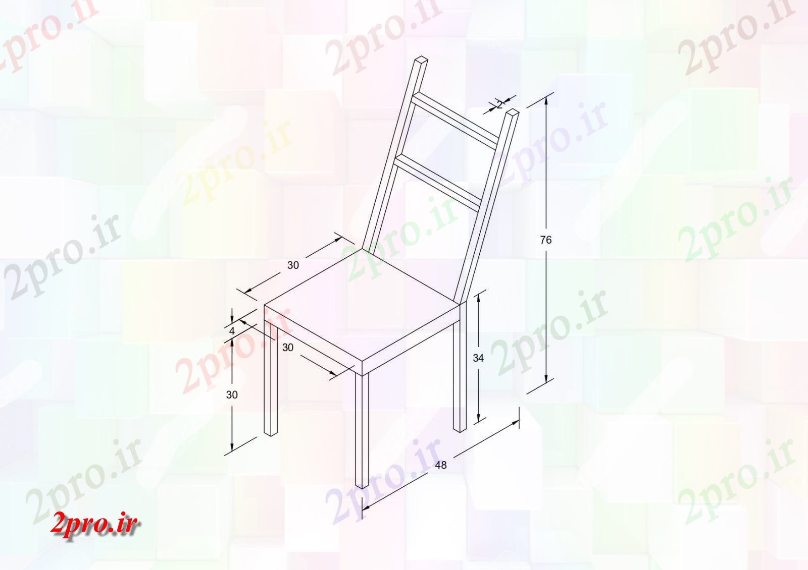 دانلود نقشه مسکونی  ، ویلایی ، آپارتمان  ایزومتریک صندلی (کد86722)