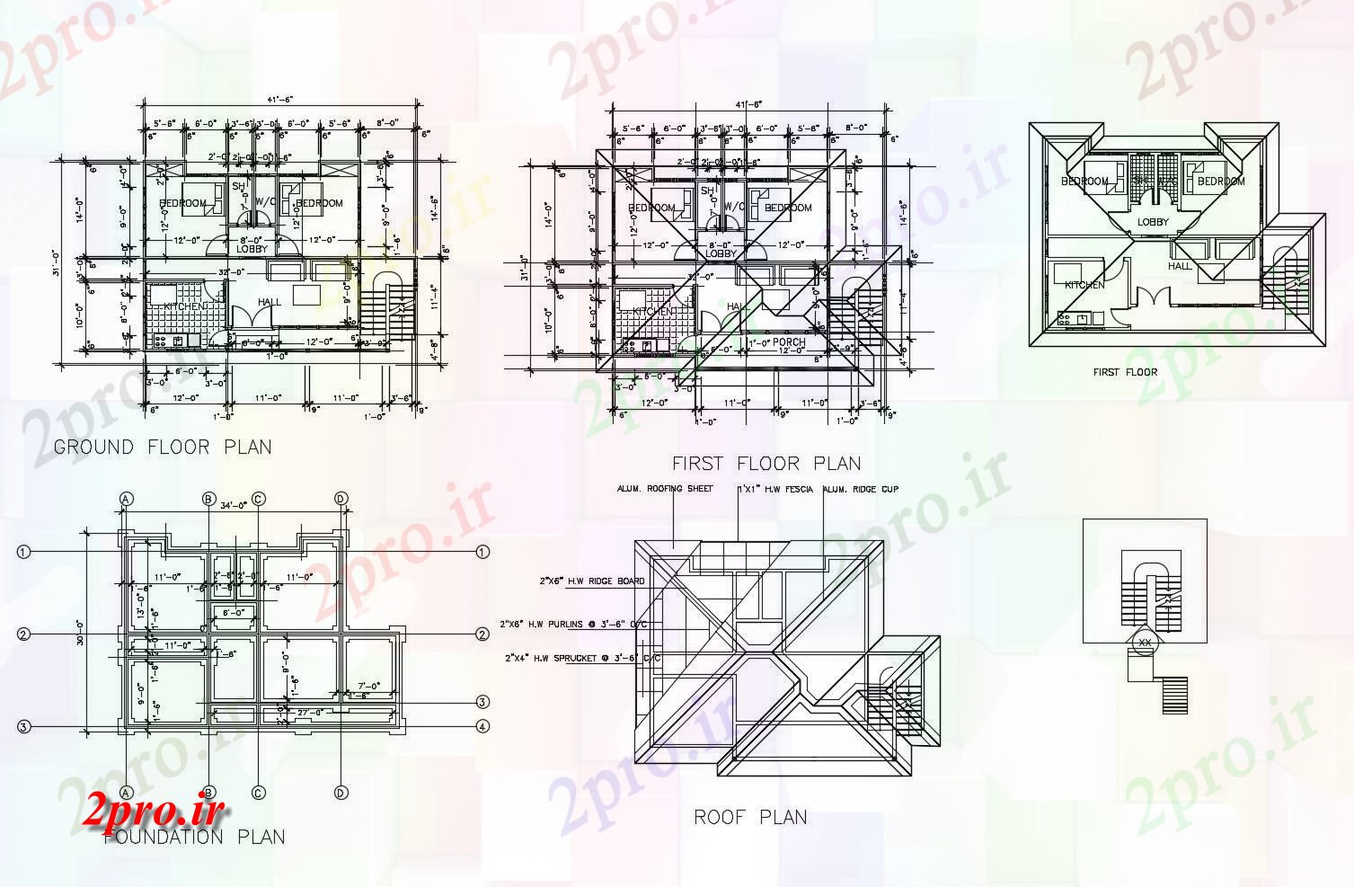 دانلود نقشه مسکونی  ، ویلایی ، آپارتمان  طرحی طبقه از خانه با ابعاد جزئیات  (کد86740)