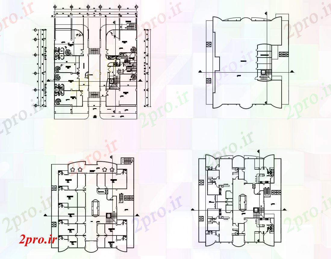 دانلود نقشه ساختمان اداری - تجاری - صنعتی ساختمان تجاری 27 در 29 متر (کد86795)