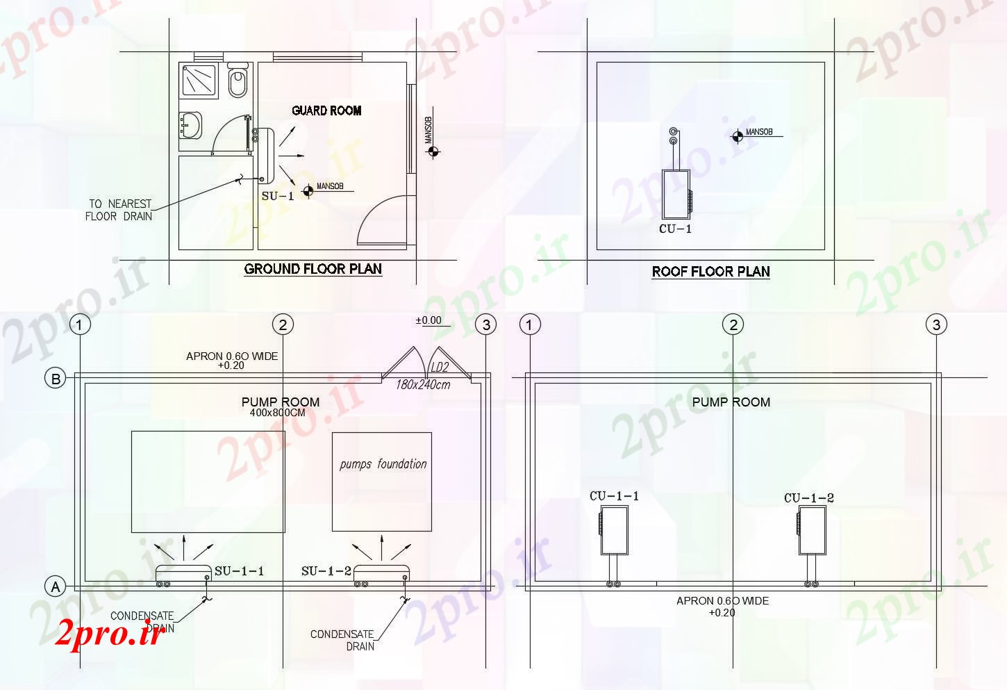 دانلود نقشه مسکونی  ، ویلایی ، آپارتمان   خانه گارد با ابعاد جزئیات (کد86835)