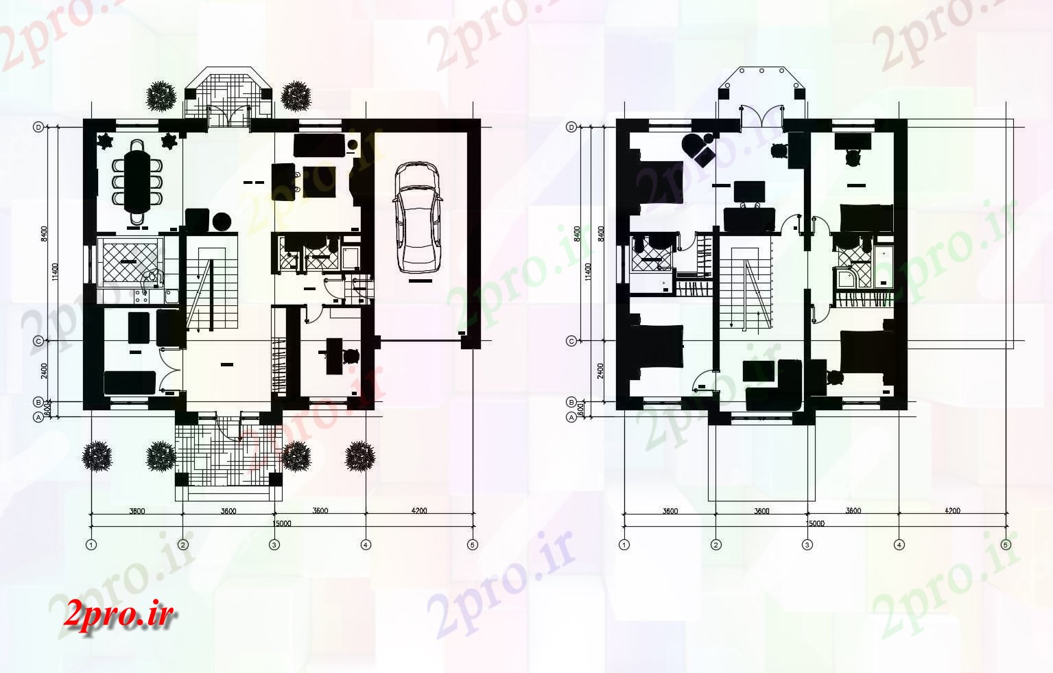 دانلود نقشه مسکونی  ، ویلایی ، آپارتمان  طرحی خانه 15000mtr X 14400mtr با ابعاد جزئیات (کد86853)