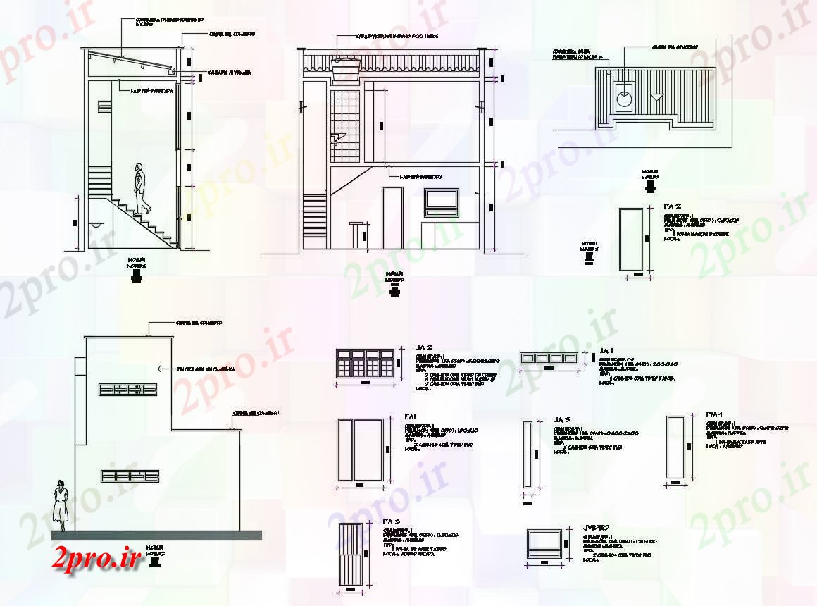 دانلود نقشه ساختمان اداری - تجاری - صنعتی طرحی دفتر 6 در 6 متر (کد86857)