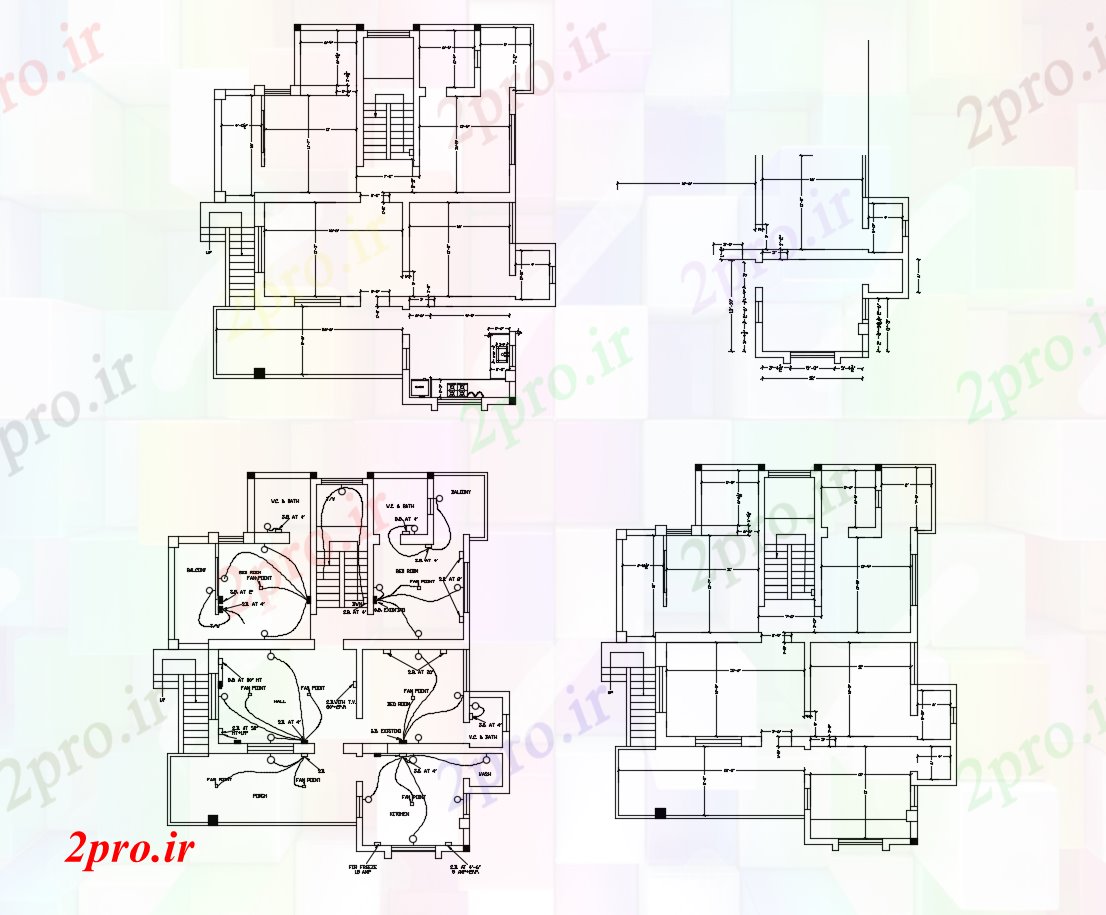 دانلود نقشه طراحی داخلی طرحی برق از خانه مسکونی (کد86858)