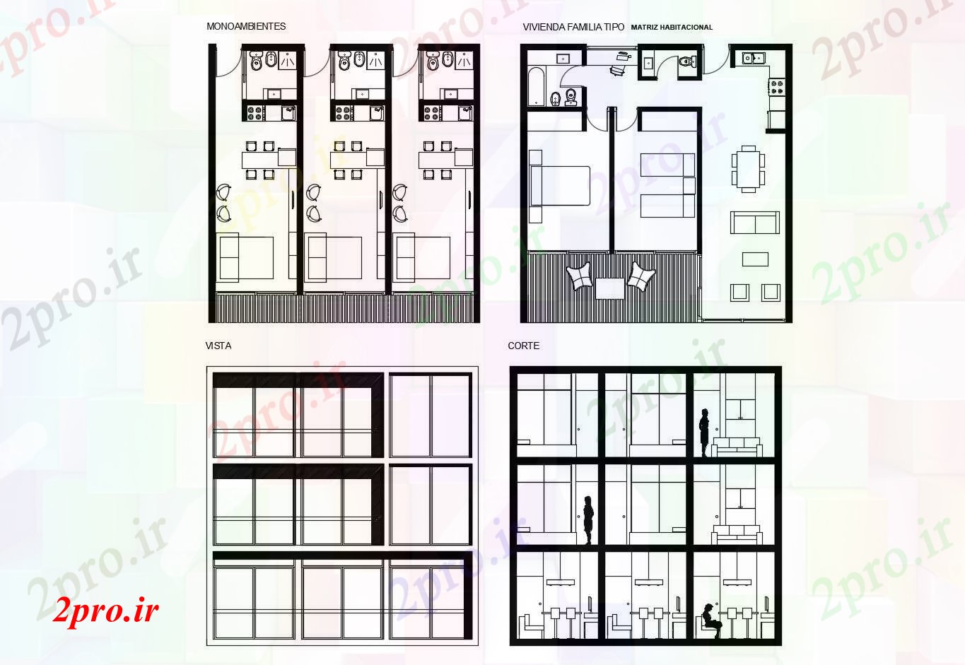 دانلود نقشه مسکونی  ، ویلایی ، آپارتمان    طرحی خانه با یک بخش (کد86872)