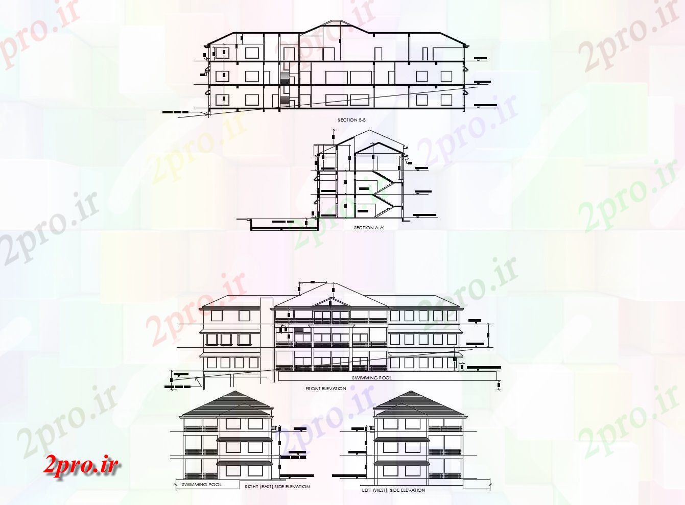 دانلود نقشه باشگاه طرحی طبقه از محل باشگاه وانجمن با ابعاد جزئیات 11 در 41 متر (کد86873)
