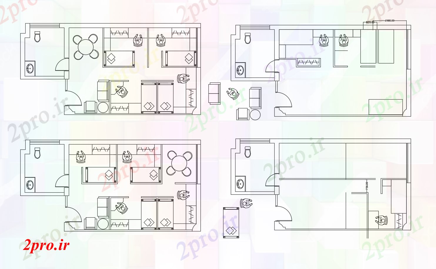 دانلود نقشه اتاق خواب مستر دار طرحی اتاق خواب (کد86907)