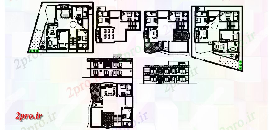 دانلود نقشه مسکونی  ، ویلایی ، آپارتمان  طرحی خانه های مسکونی با مبلمان (کد86942)