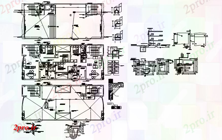 دانلود نقشه مسکونی  ، ویلایی ، آپارتمان  آپارتمان مسکونی 2100mtr X 900mtr با ابعاد جزئیات (کد86968)