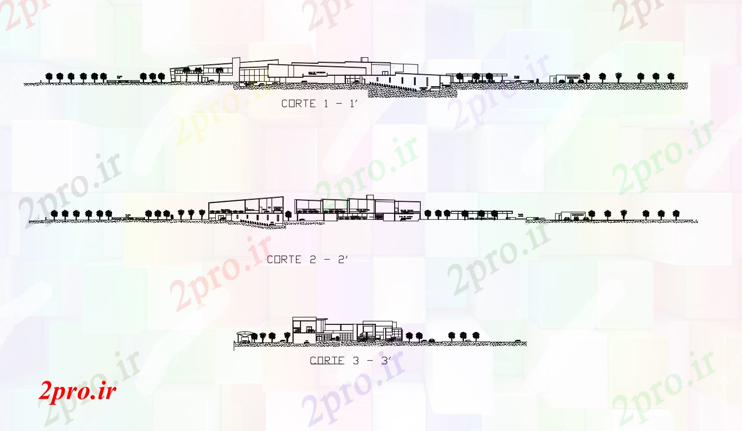 دانلود نقشه ساختمان اداری - تجاری - صنعتی  نماات اداری تجاری (کد86977)