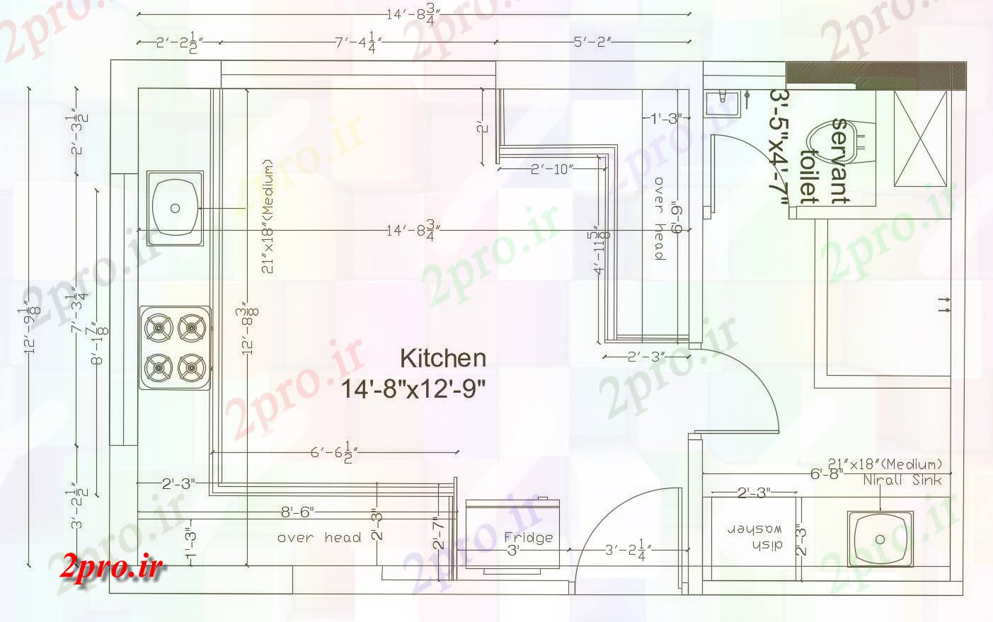 دانلود نقشه آشپزخانه آشپزخانه طرحی  (کد86979)