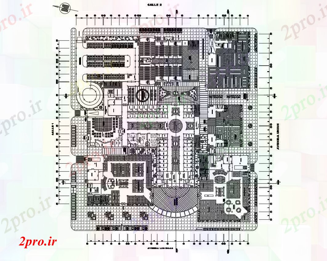 دانلود نقشه ساختمان اداری - تجاری - صنعتی از مجتمع تجاری 153 در 175 متر (کد86989)