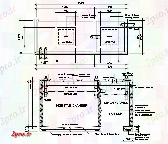 دانلود نقشه جزئیات ساخت و ساز جزئیات سپتیک تانک (کد87045)