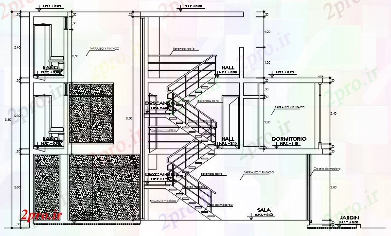 دانلود نقشه خانه های کوچک ، نگهبانی ، سازمانی -   بخش خانههای ویلایی مسکونی (کد87054)