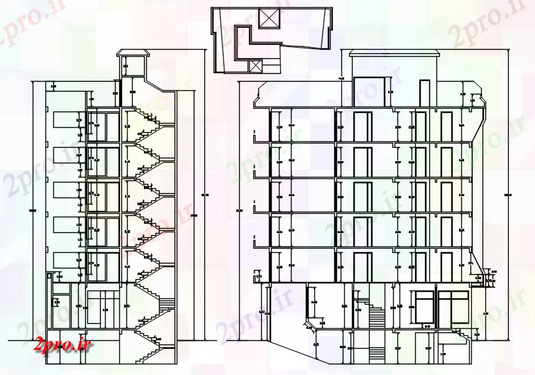 دانلود نقشه مسکونی  ، ویلایی ، آپارتمان  نما بخشی از خانه (کد87058)