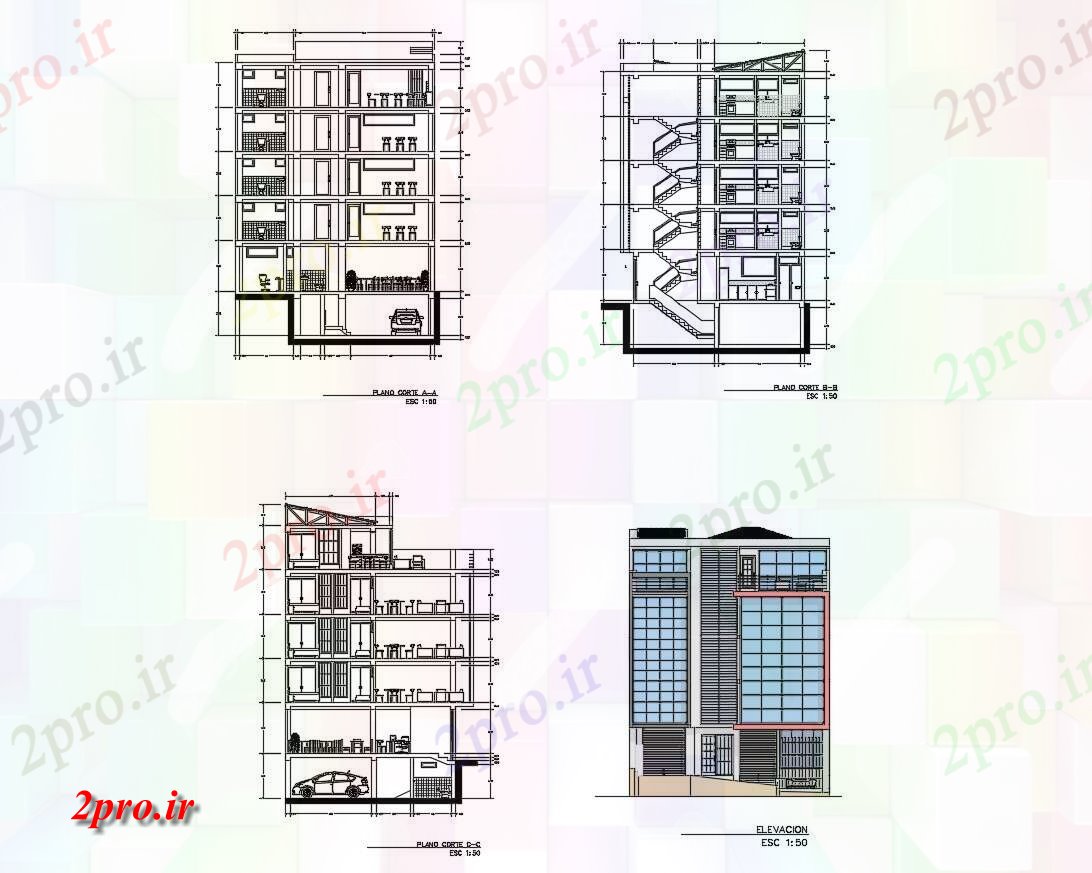 دانلود نقشه مسکونی  ، ویلایی ، آپارتمان  نماات آپارتمان   مسکونی  (کد87060)