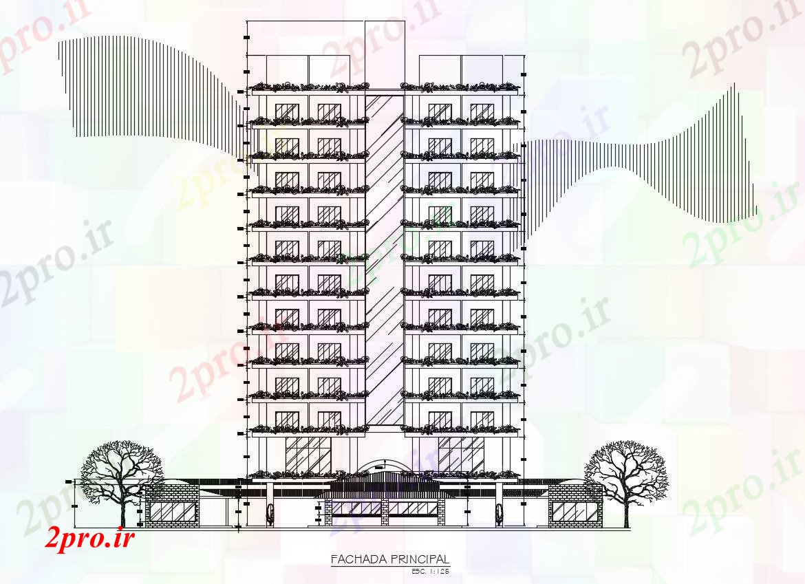 دانلود نقشه مسکونی  ، ویلایی ، آپارتمان   اتوکد نماات آپارتمان   مسکونی (کد87061)