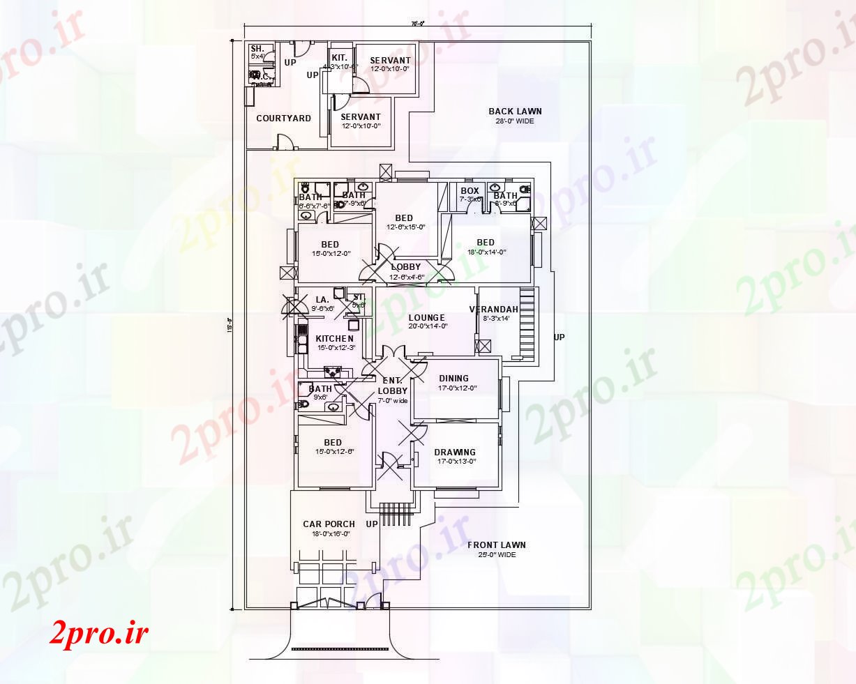 دانلود نقشه مسکونی  ، ویلایی ، آپارتمان  طرحی معماری از خانه با جزئیات مبلمان  (کد87084)