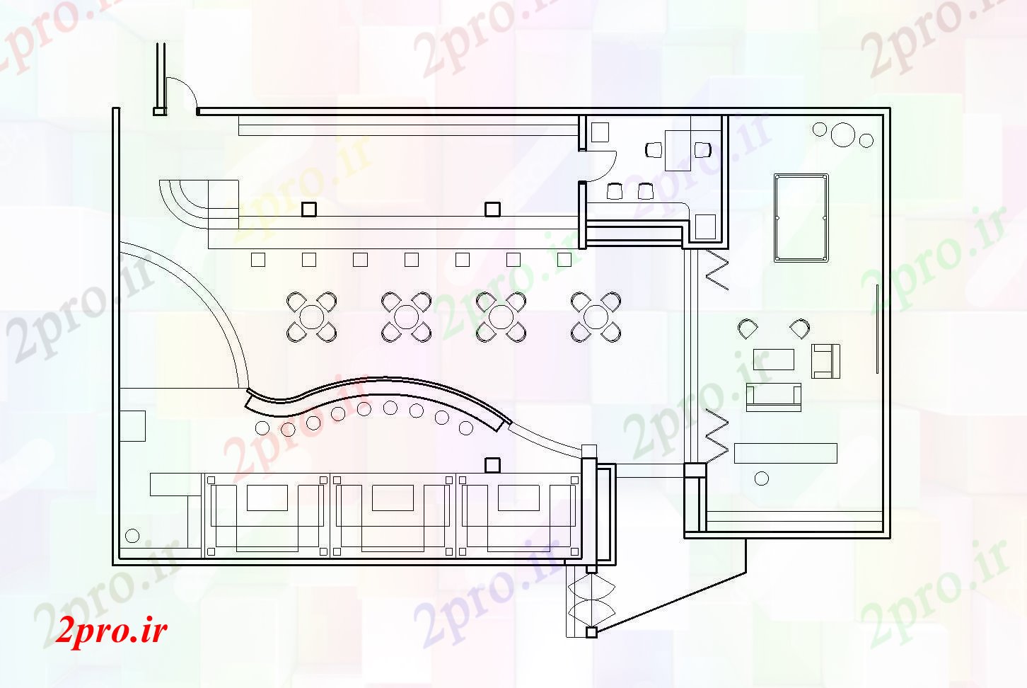 دانلود نقشه باشگاه طرحی خانه باشگاه با ابعاد جزئیات 7 در 11 متر (کد87086)