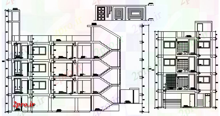 دانلود نقشه مسکونی  ، ویلایی ، آپارتمان  نما بخشی از یک آپارتمان   مسکونی (کد87109)