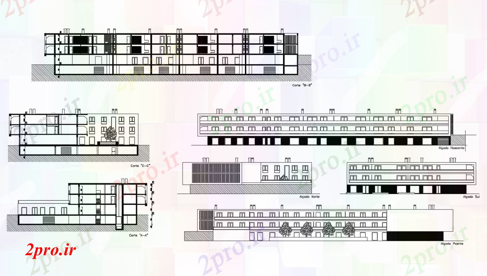 دانلود نقشه مسکونی  ، ویلایی ، آپارتمان  نما از طراحی (کد87114)