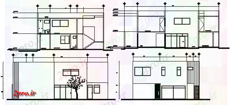 دانلود نقشه خانه های کوچک ، نگهبانی ، سازمانی - نما بخشی از bunglow  (کد87118)