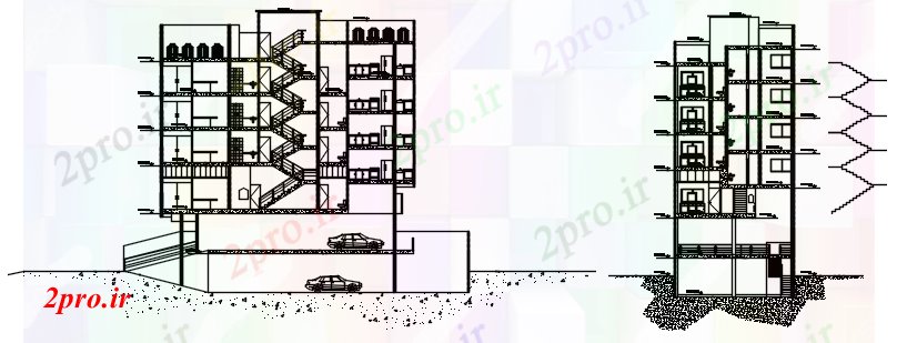 دانلود نقشه مسکونی  ، ویلایی ، آپارتمان   از بخش آپارتمان   مسکونی (کد87120)