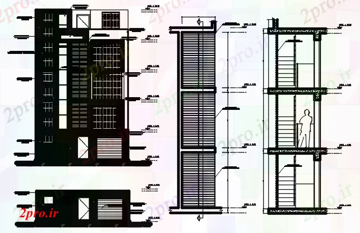 دانلود نقشه مسکونی  ، ویلایی ، آپارتمان   نما مقطعی از آپارتمان   (کد87127)