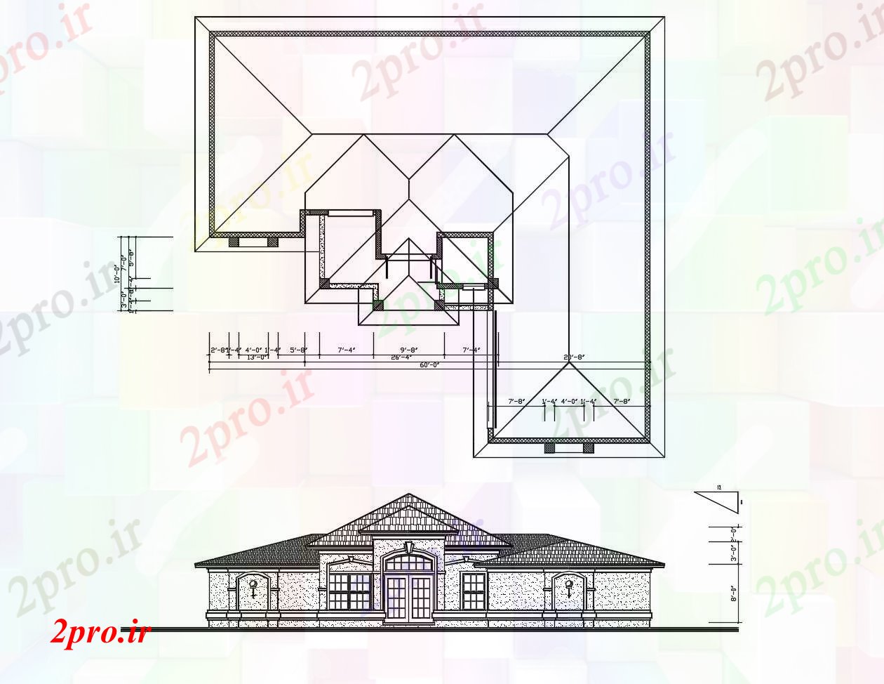 دانلود نقشه مسکونی  ، ویلایی ، آپارتمان  ساخت و ساز با جزئیات نما (کد87156)