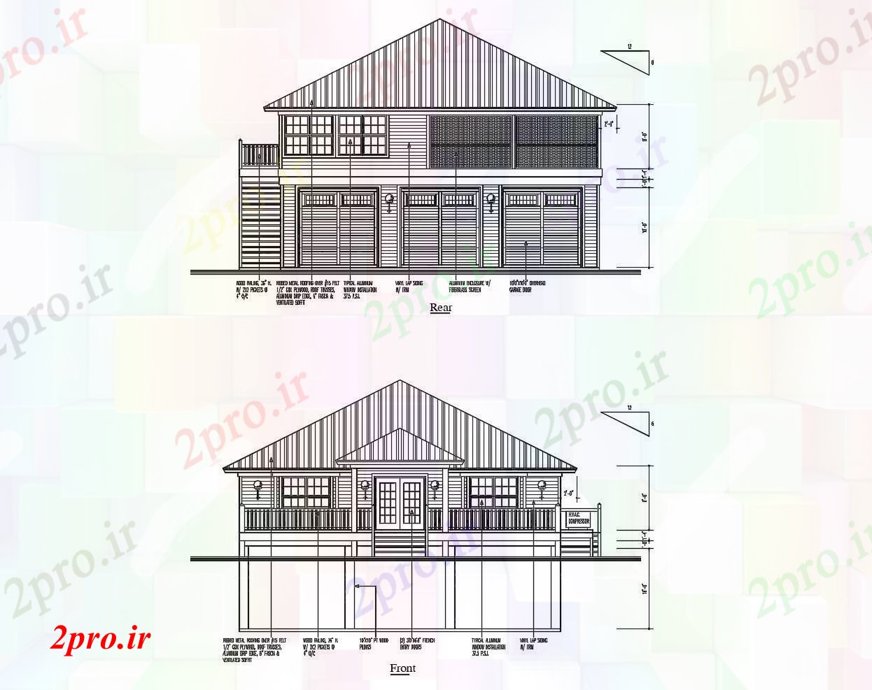 دانلود نقشه مسکونی  ، ویلایی ، آپارتمان   اتوکد از خانه با جزئیات نما (کد87157)