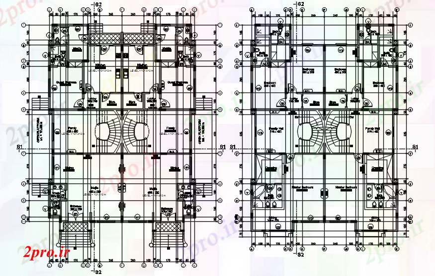 دانلود نقشه مسکونی  ، ویلایی ، آپارتمان  طرحی خانه دوبلکس با ابعاد جزئیات (کد87201)