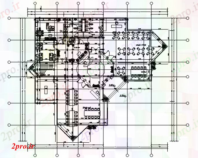 دانلود نقشه ساختمان اداری - تجاری - صنعتی طرحی دفتر شرکت 28 در 32 متر (کد87208)