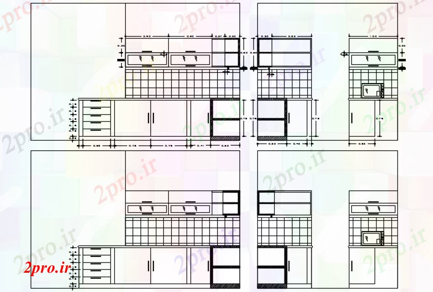 دانلود نقشه مسکونی  ، ویلایی ، آپارتمان  بخش طراحی آشپزخانه  (کد87210)