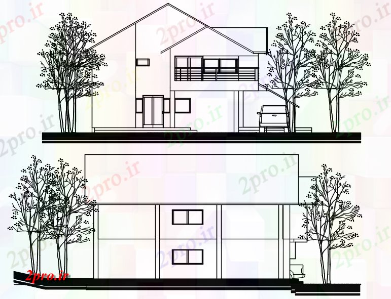 دانلود نقشه مسکونی  ، ویلایی ، آپارتمان  خانه طراحی با نما  (کد87241)