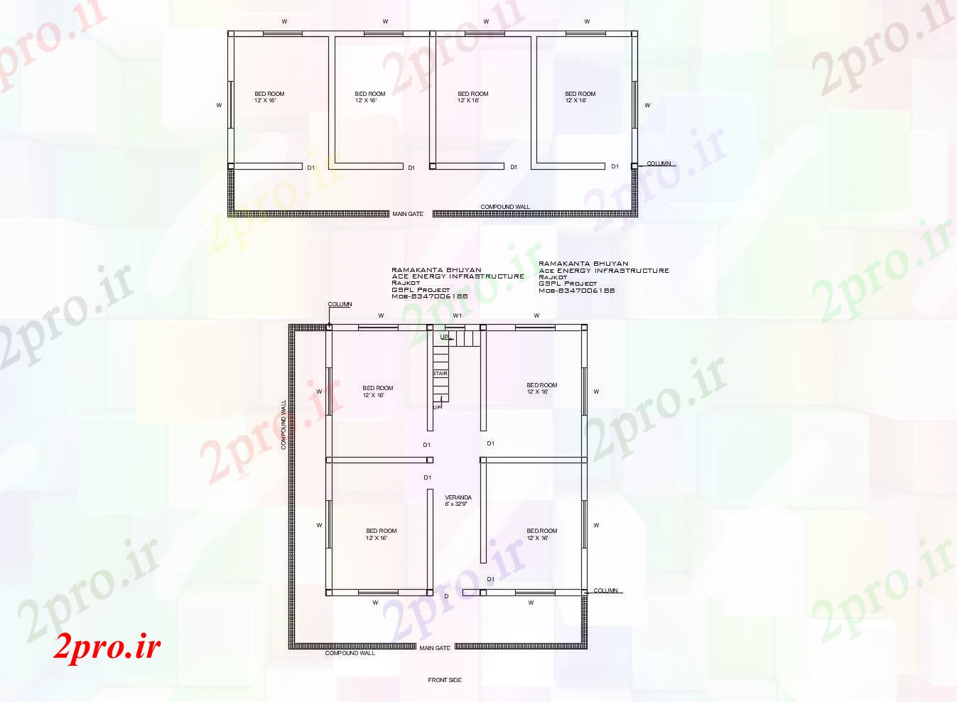 دانلود نقشه مسکونی  ، ویلایی ، آپارتمان  طرحی طبقه از خانه 12 'X 16' با ابعاد جزئیات (کد87264)